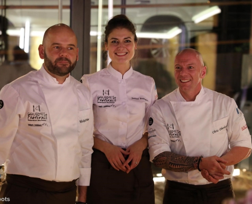 Chris Oberhammer zusammen mit Jessica Préalpato und Mickaël Pihours