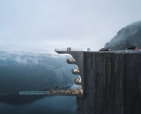 Blick auf das Konzept Klippen-Boutique-Hotel in Norwegen