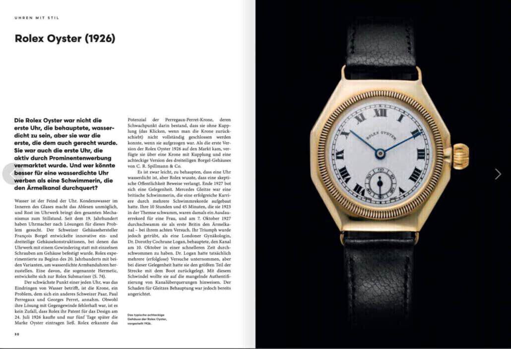Blick in den Bildband "Uhren mit Stil" von Colin Salter, Midas Verlag.